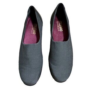 Munro Gray Stretch Fabric Wedge Slip On Shoe Size 7 M